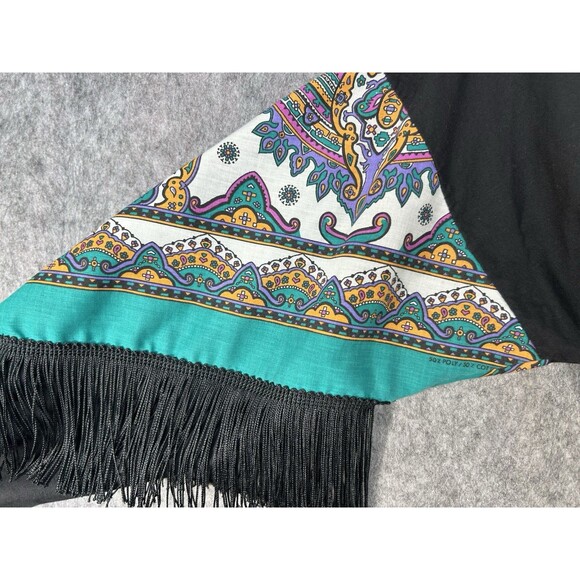 Vintage HAZELWOOD SOUTHWESTERN Fashion Aztec Shirt 90's Fringe Beaded Size M - Picture 6 of 11